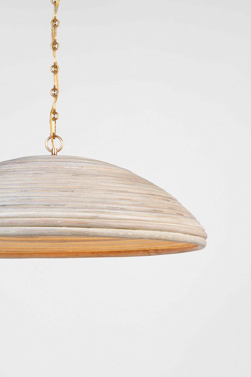 Emerson 29" Pendant | Hand-Rubbed Antique Brass | Ash Rattan Shade