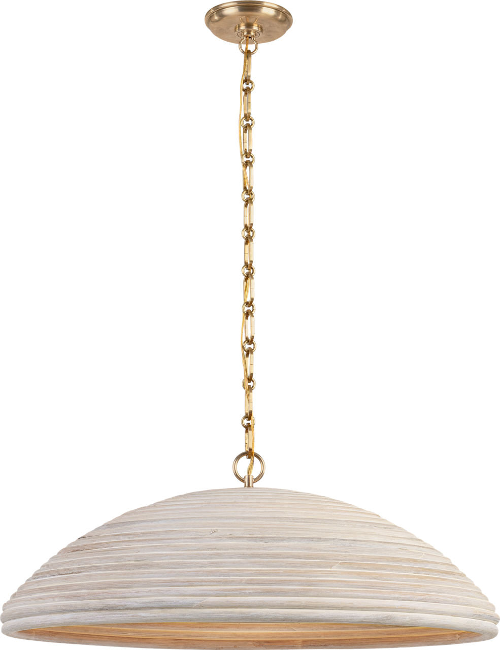 Emerson 29" Pendant | Hand-Rubbed Antique Brass | Ash Rattan Shade
