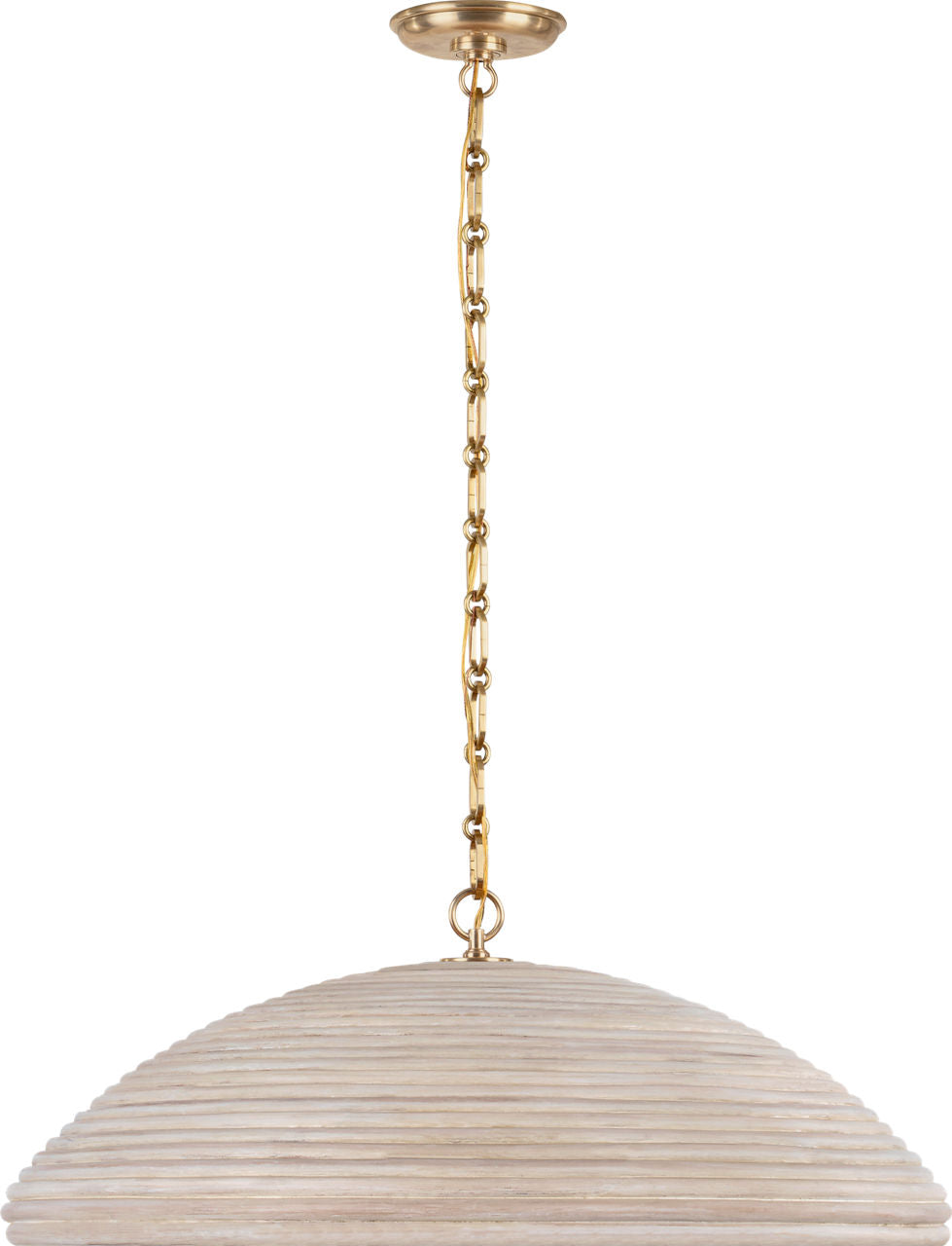 Emerson 29" Pendant | Hand-Rubbed Antique Brass | Ash Rattan Shade