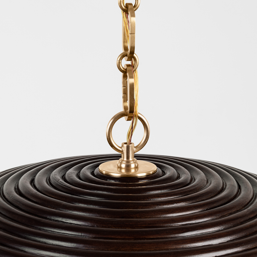 Emerson 29" Pendant | Hand-Rubbed Antique Brass | Espresso Rattan Shade