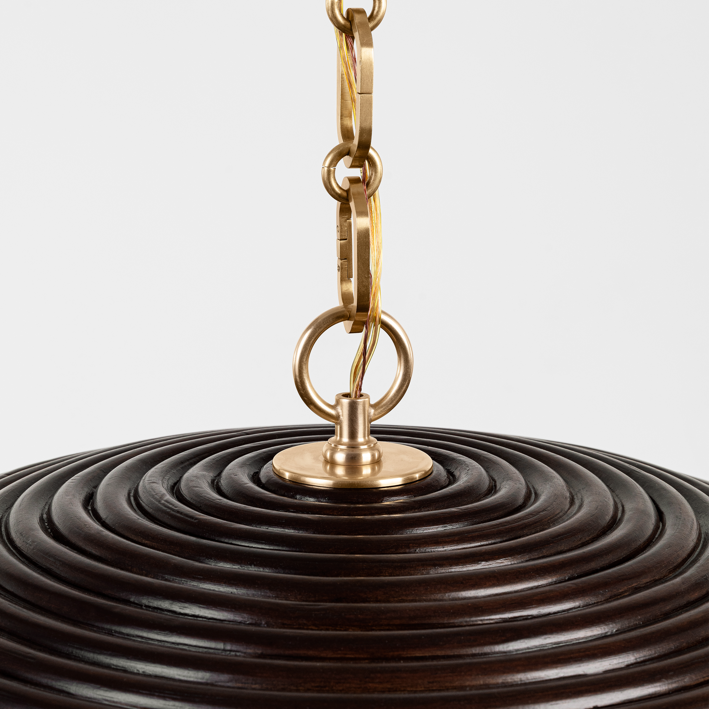 Emerson 29" Pendant | Hand-Rubbed Antique Brass | Espresso Rattan Shade