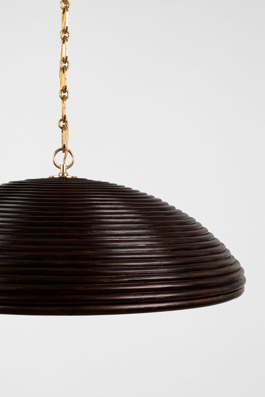 Emerson 29" Pendant | Hand-Rubbed Antique Brass | Espresso Rattan Shade