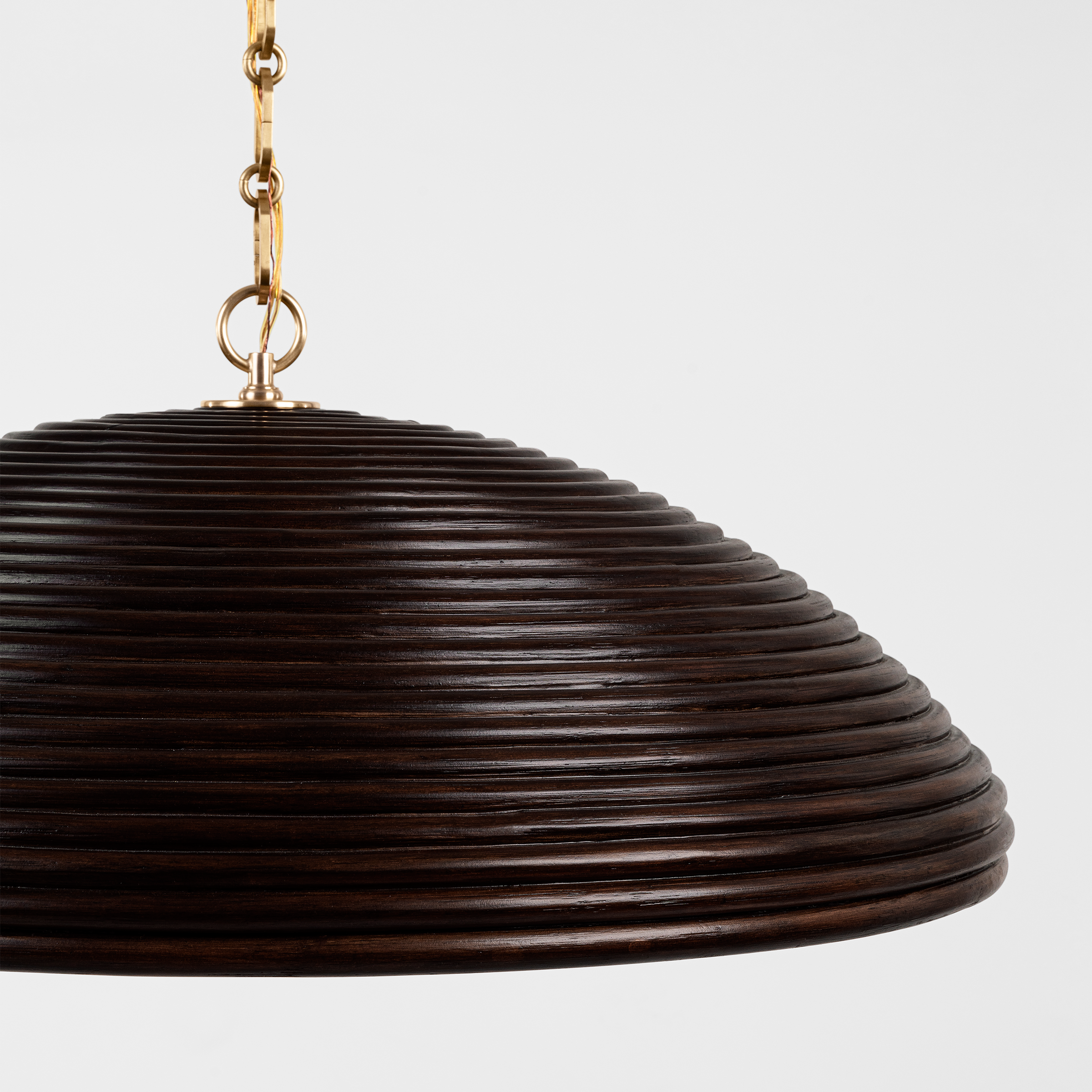 Emerson 29" Pendant | Hand-Rubbed Antique Brass | Espresso Rattan Shade