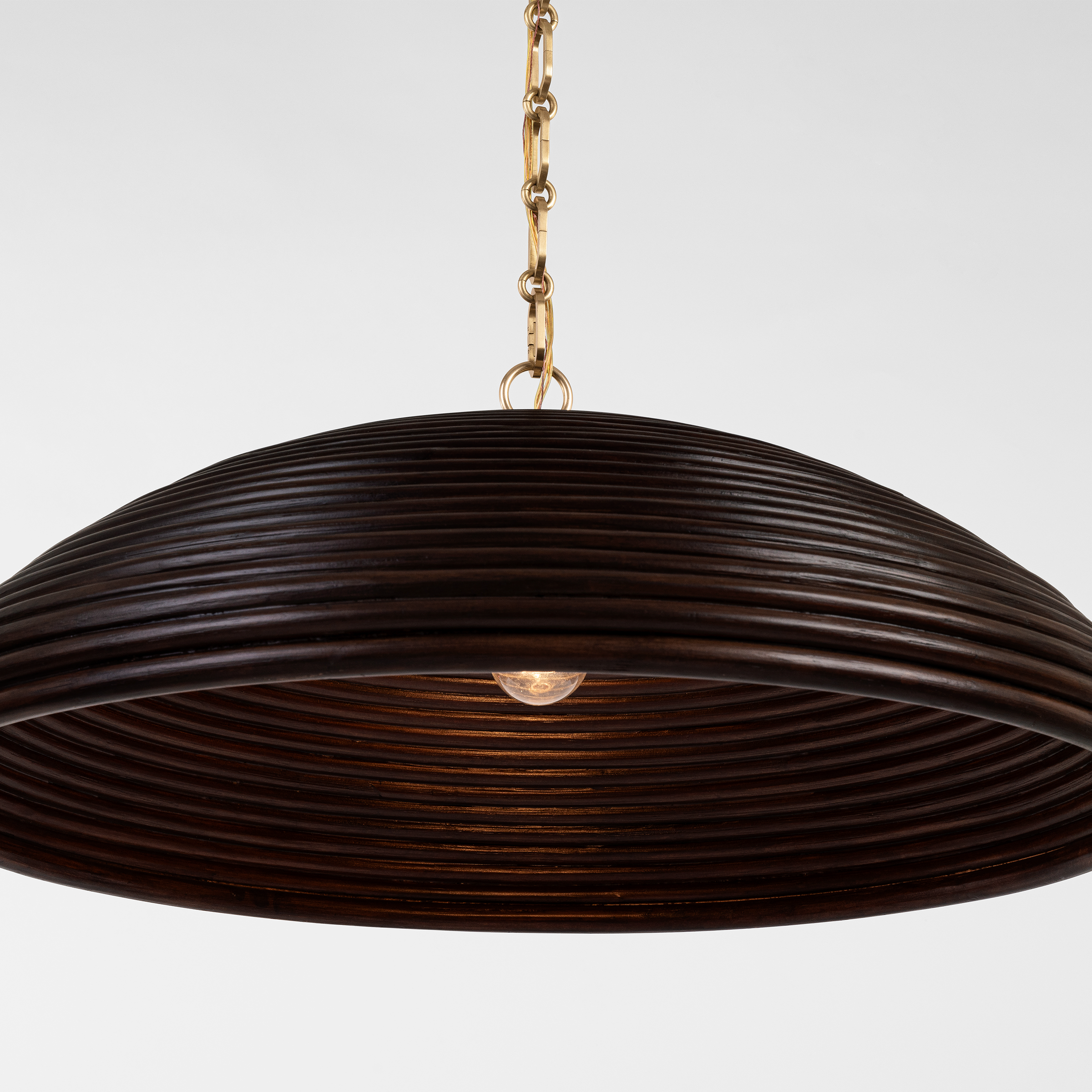 Emerson 29" Pendant | Hand-Rubbed Antique Brass | Espresso Rattan Shade