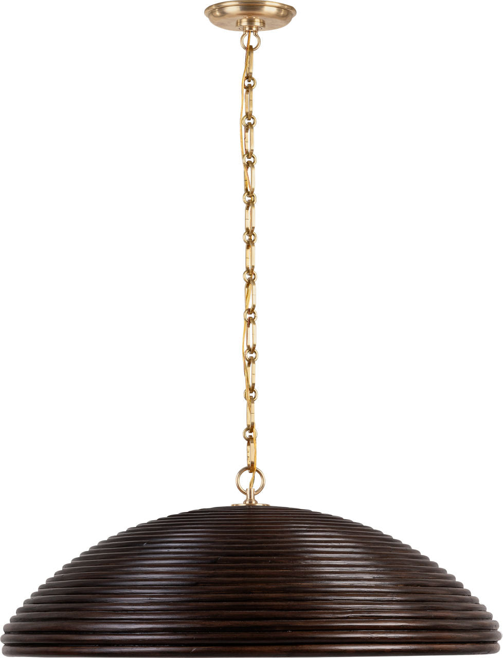 Emerson 29" Pendant | Hand-Rubbed Antique Brass | Espresso Rattan Shade