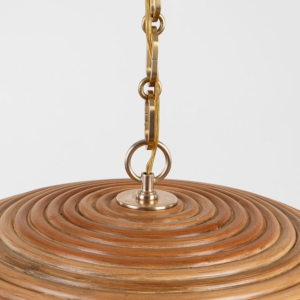 Emerson 29" Pendant | Hand-Rubbed Antique Brass | Natural Rattan Shade