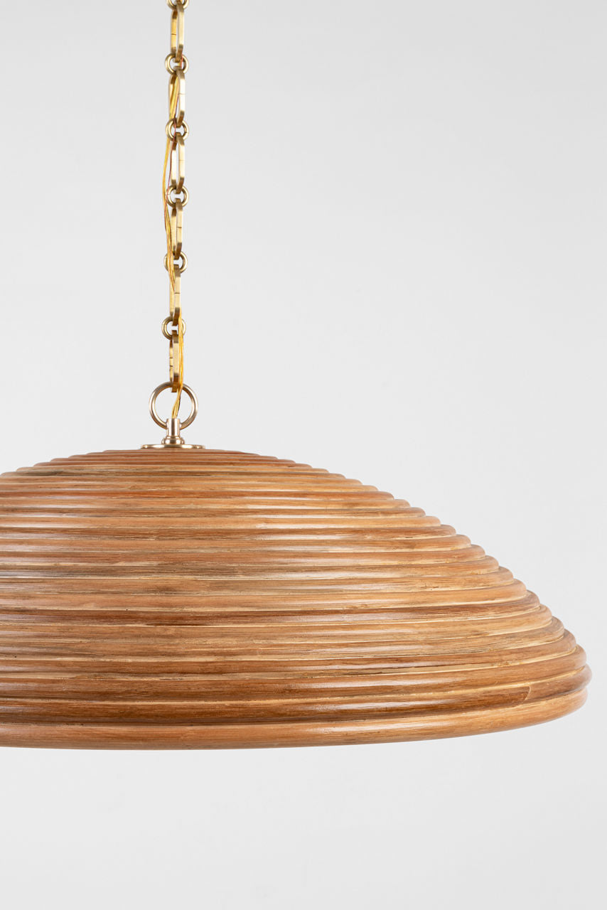 Emerson 29" Pendant | Hand-Rubbed Antique Brass | Natural Rattan Shade