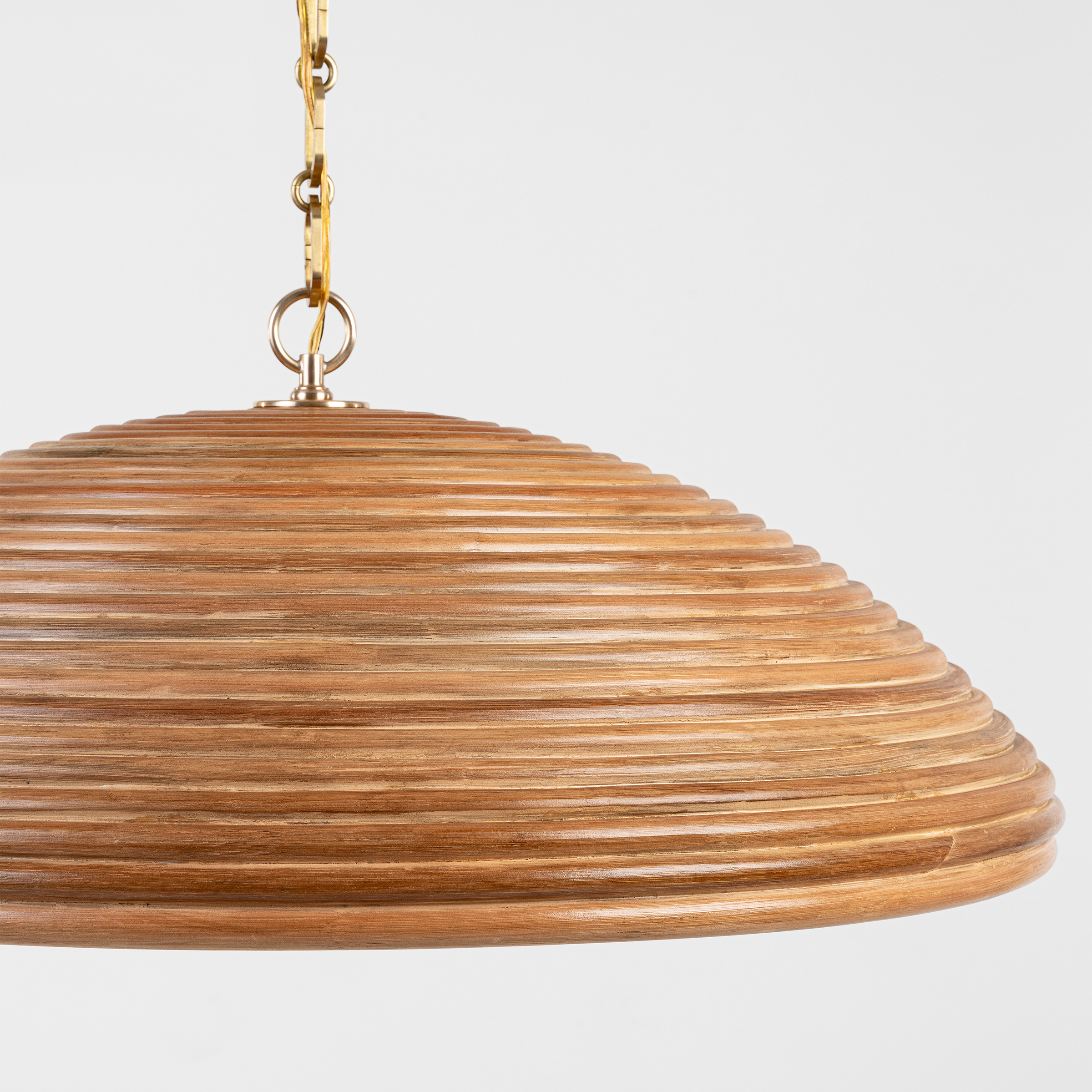Emerson 29" Pendant | Hand-Rubbed Antique Brass | Natural Rattan Shade