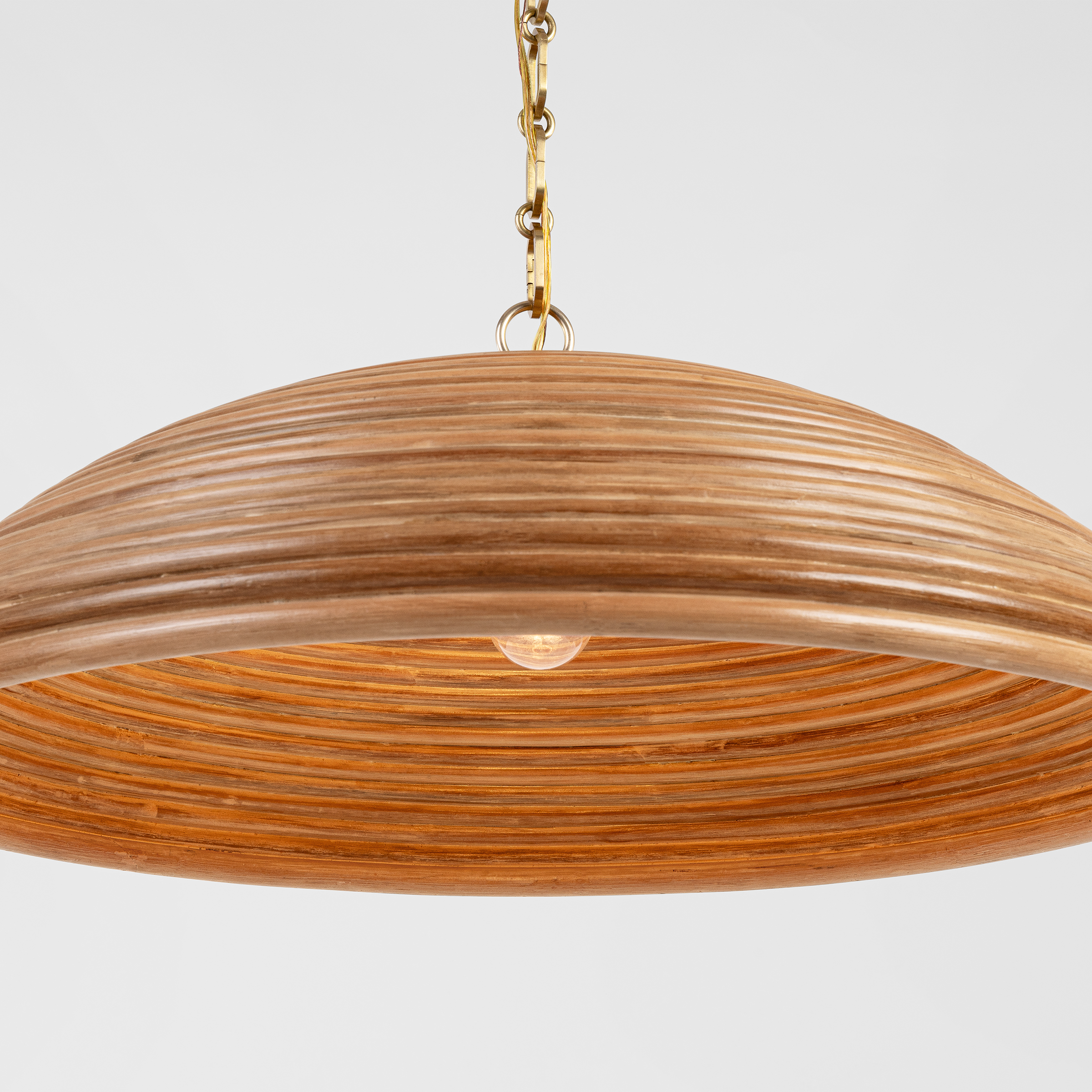 Emerson 29" Pendant | Hand-Rubbed Antique Brass | Natural Rattan Shade