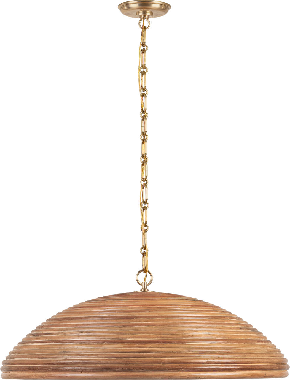 Emerson 29" Pendant | Hand-Rubbed Antique Brass | Natural Rattan Shade