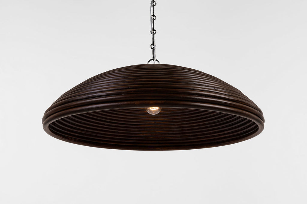 Emerson 29" Pendant | Polished Nickel | Espresso Rattan Shade