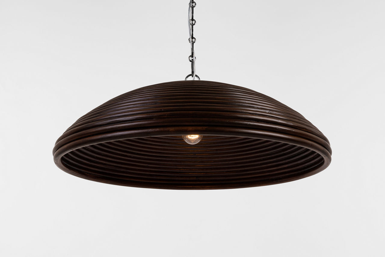 Emerson 29" Pendant | Polished Nickel | Espresso Rattan Shade