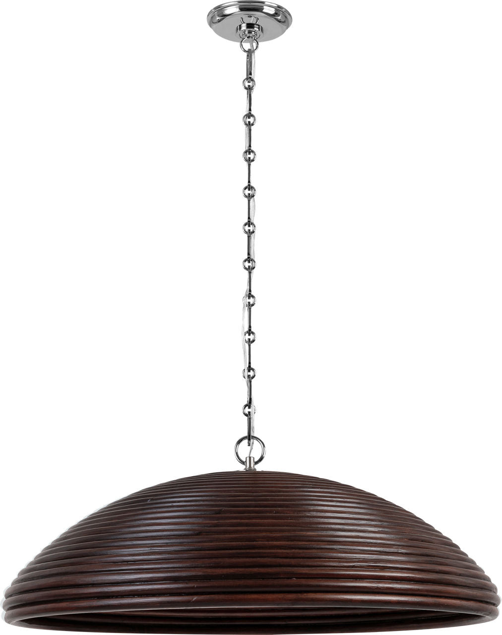 Emerson 29" Pendant | Polished Nickel | Espresso Rattan Shade