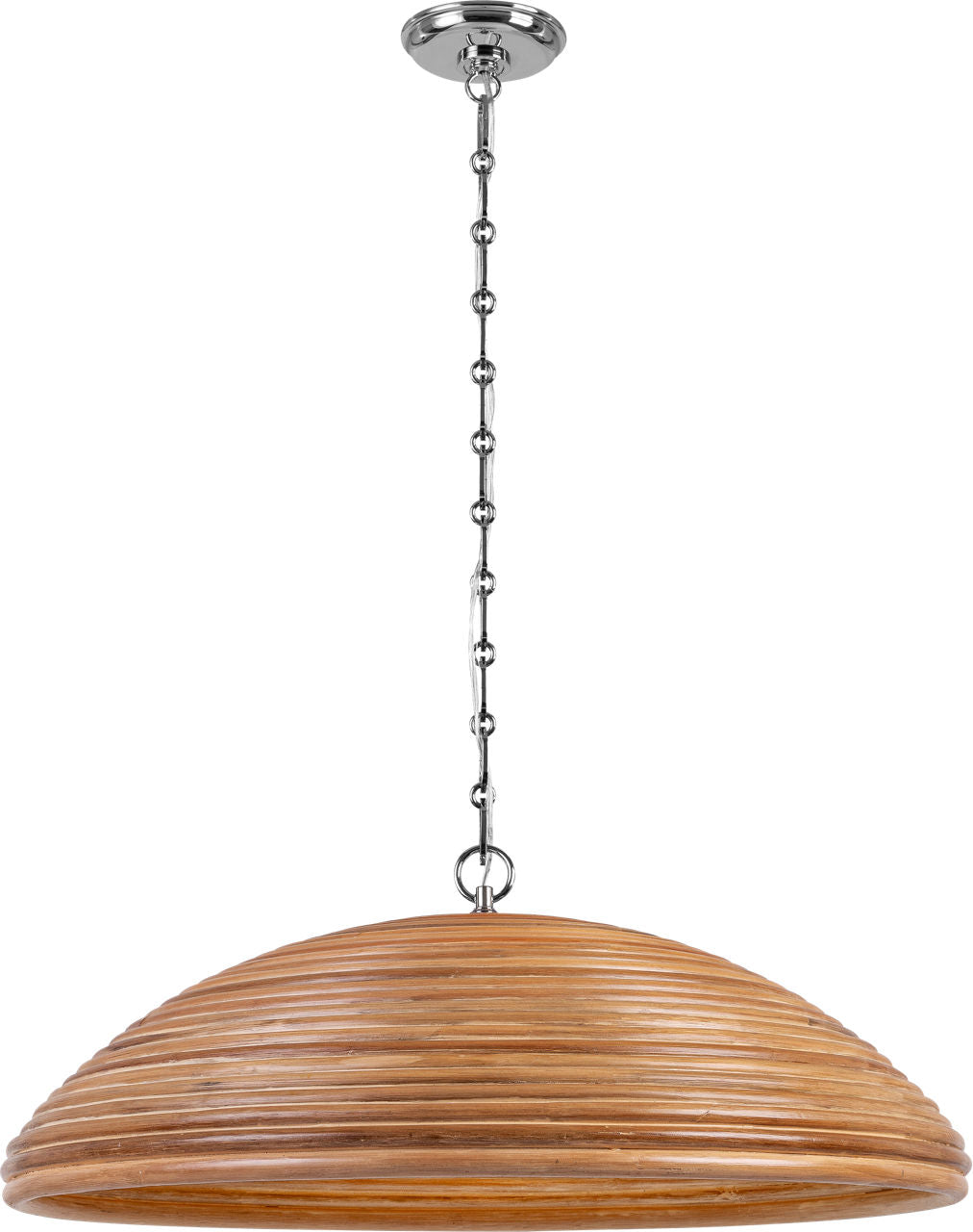Emerson 29" Pendant | Polished Nickel | Natural Rattan Shade