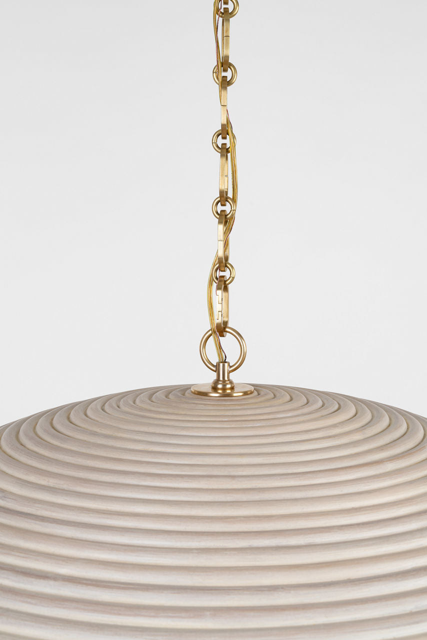 Emerson 42" Pendant | Hand-Rubbed Antique Brass | Ash Rattan Shade