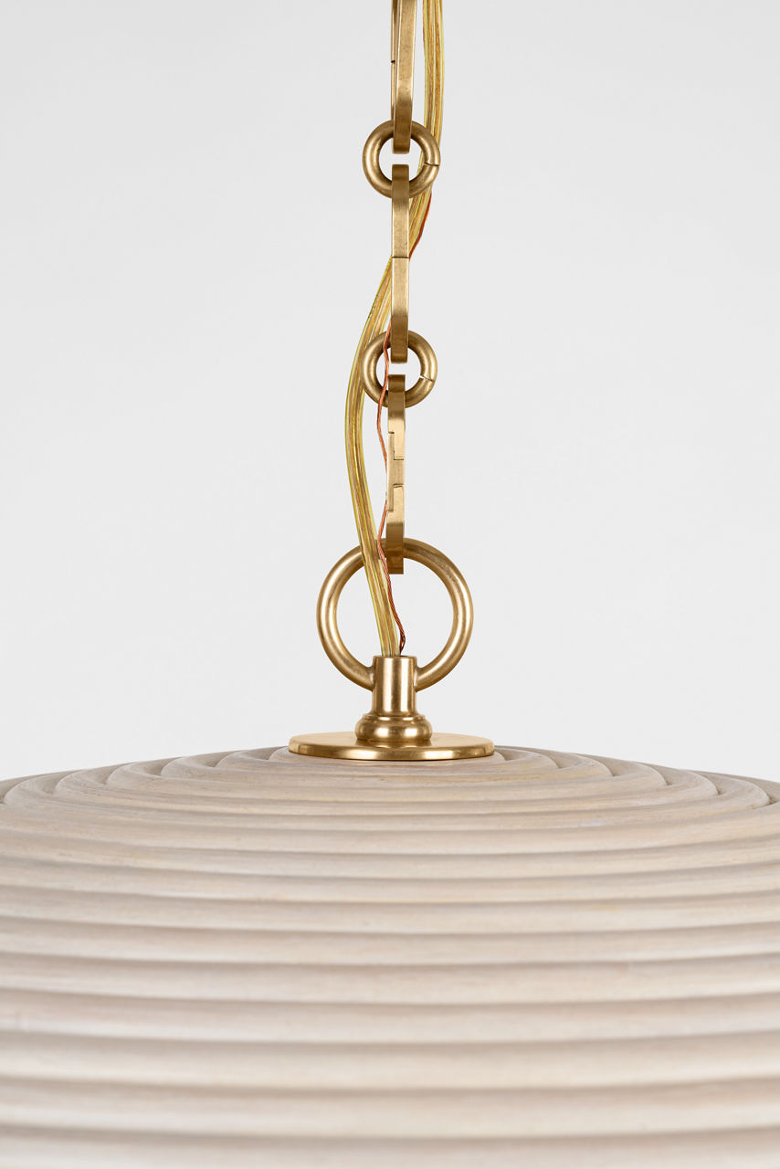 Emerson 42" Pendant | Hand-Rubbed Antique Brass | Ash Rattan Shade