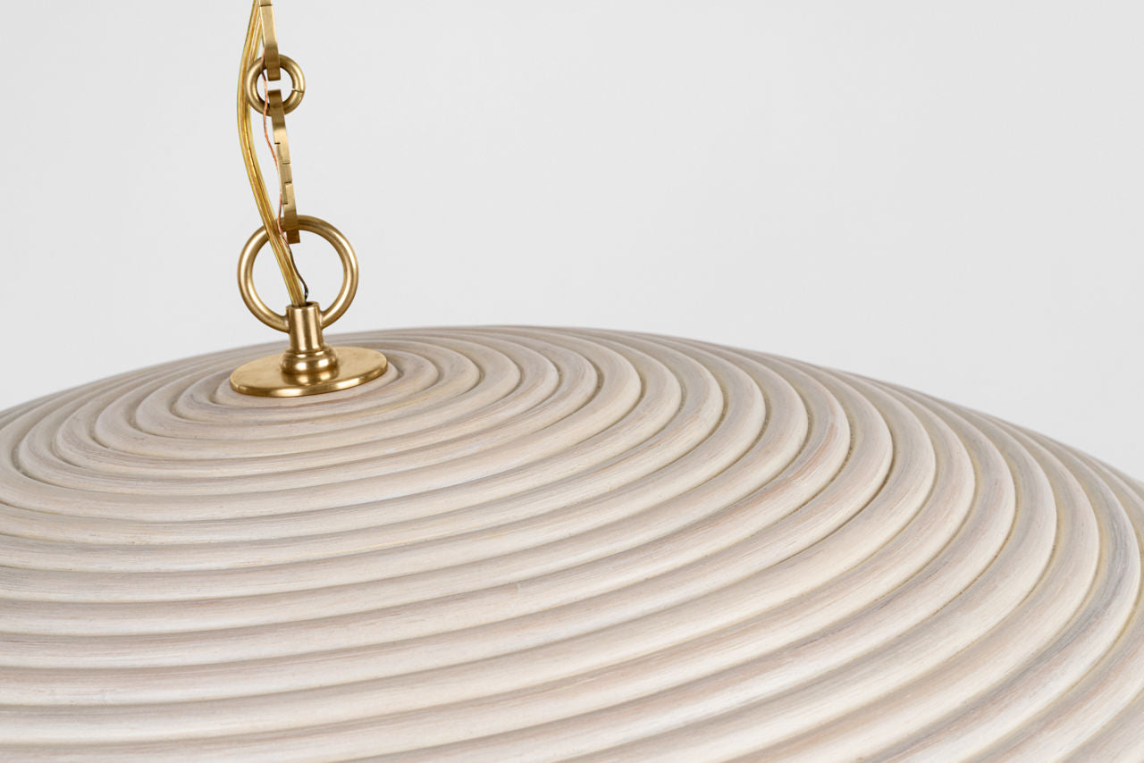 Emerson 42" Pendant | Hand-Rubbed Antique Brass | Ash Rattan Shade