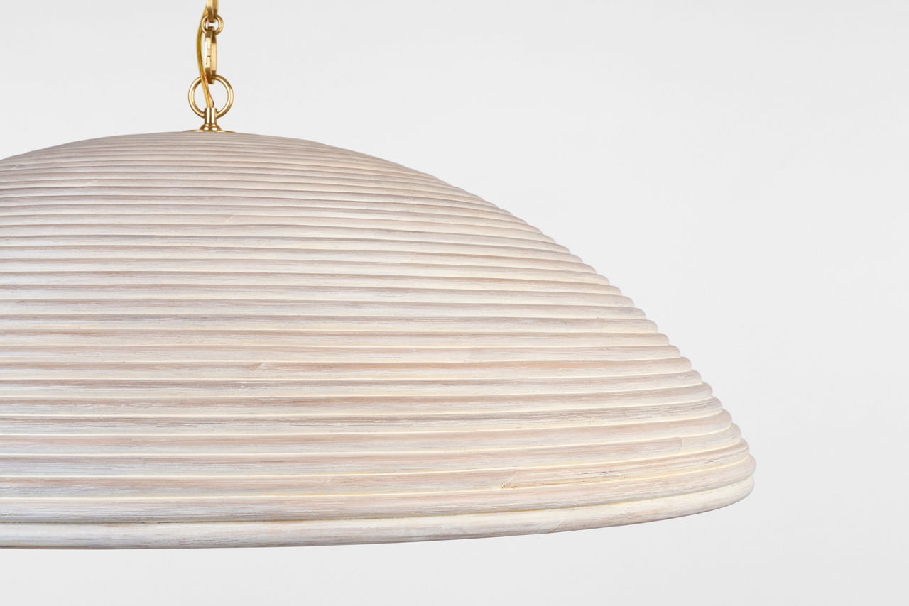 Emerson 42" Pendant | Hand-Rubbed Antique Brass | Ash Rattan Shade