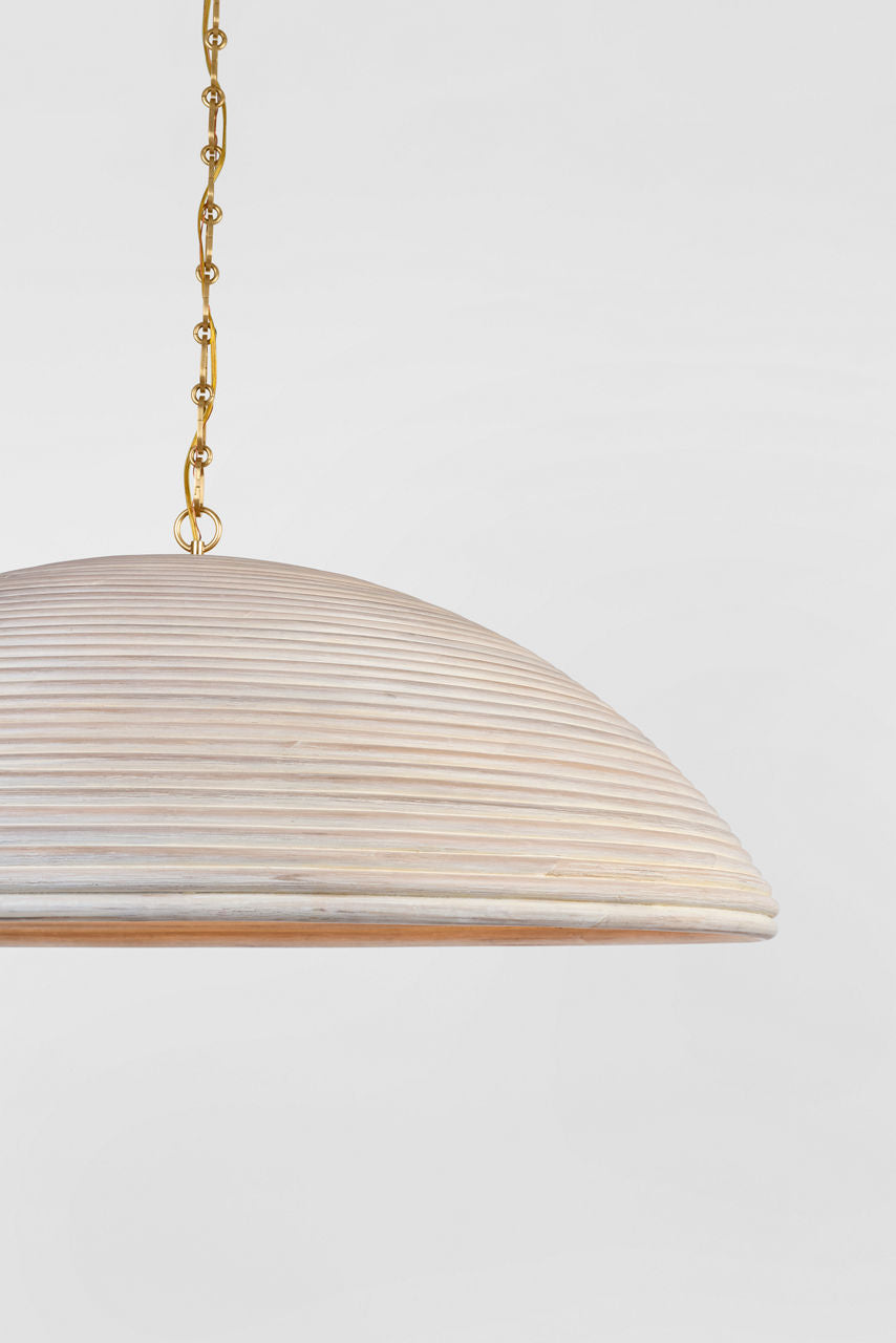 Emerson 42" Pendant | Hand-Rubbed Antique Brass | Ash Rattan Shade