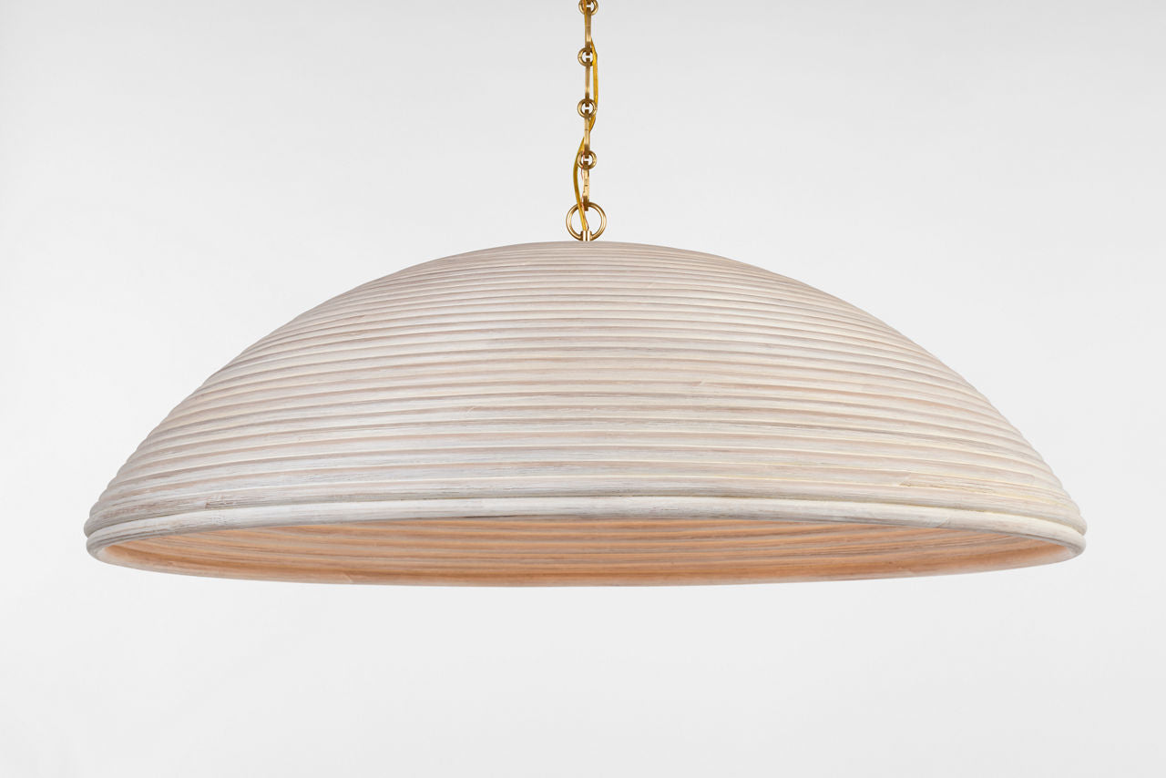 Emerson 42" Pendant | Hand-Rubbed Antique Brass | Ash Rattan Shade