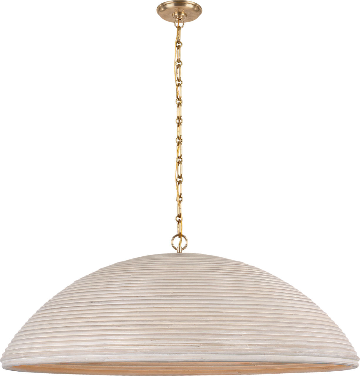 Emerson 42" Pendant | Hand-Rubbed Antique Brass | Ash Rattan Shade