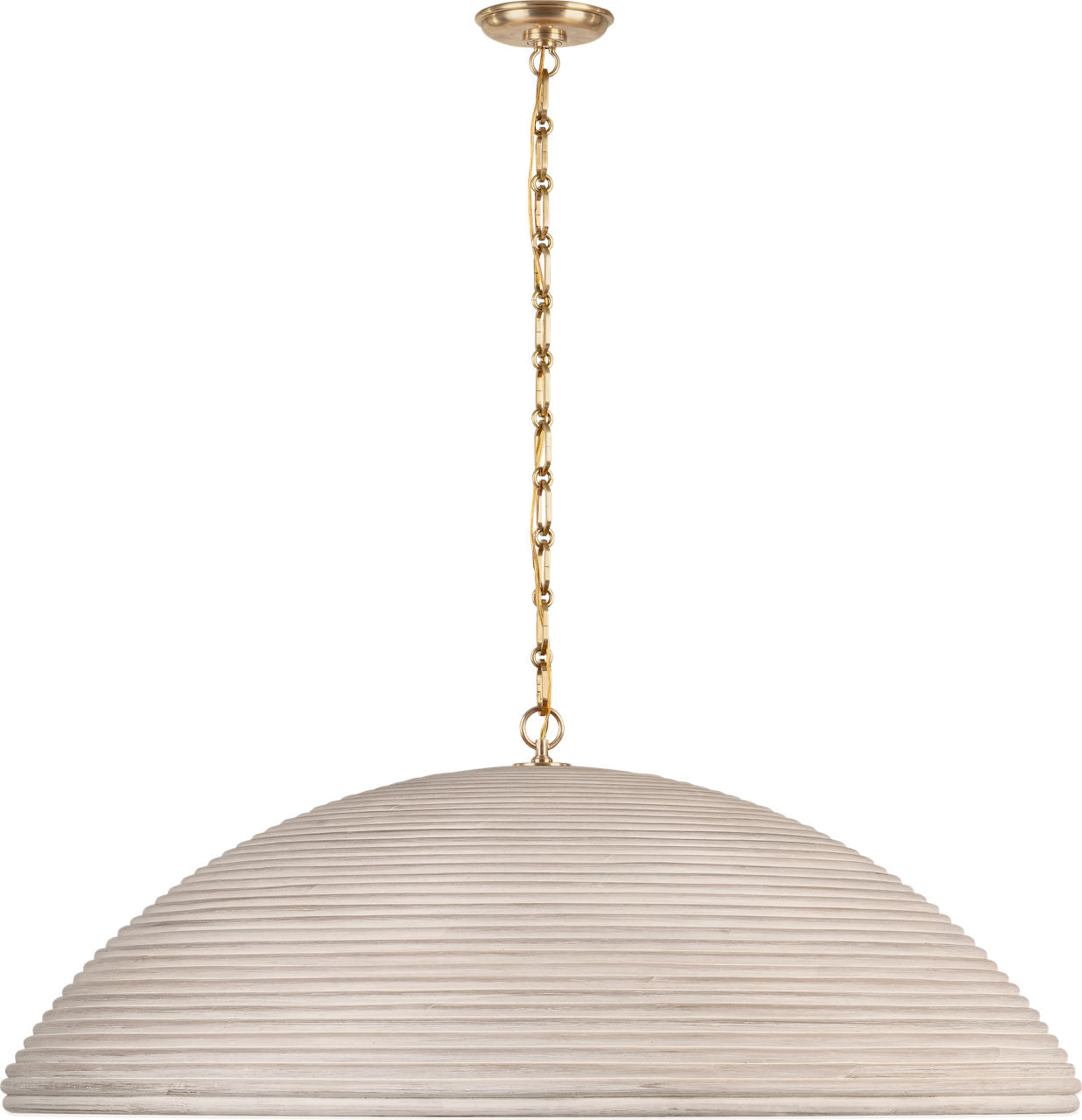 Emerson 42" Pendant | Hand-Rubbed Antique Brass | Ash Rattan Shade