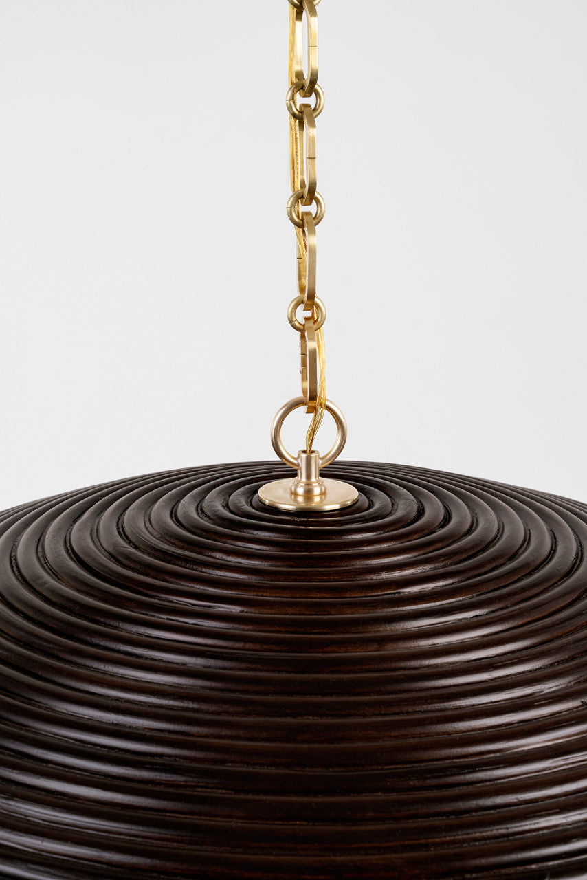 Emerson 42" Pendant | Hand-Rubbed Antique Brass | Espresso Rattan Shade