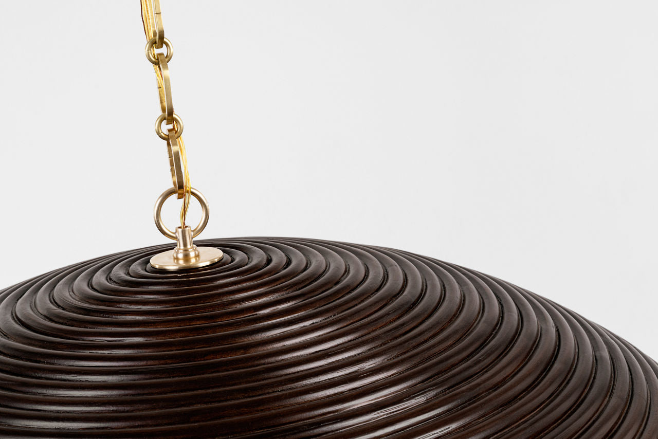 Emerson 42" Pendant | Hand-Rubbed Antique Brass | Espresso Rattan Shade