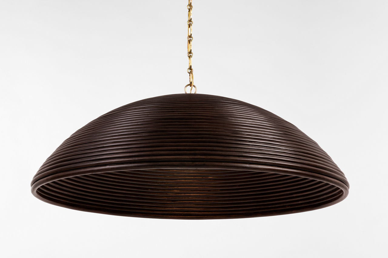 Emerson 42" Pendant | Hand-Rubbed Antique Brass | Espresso Rattan Shade