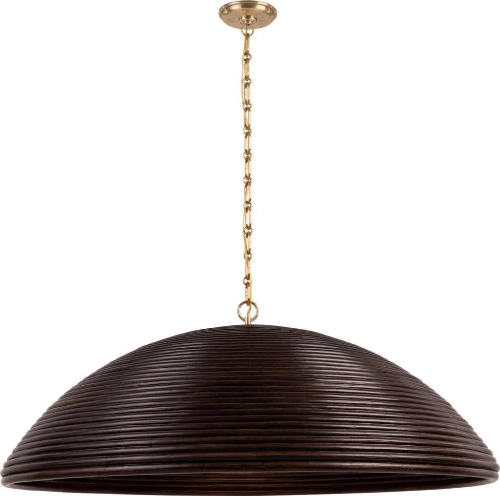 Emerson 42" Pendant | Hand-Rubbed Antique Brass | Espresso Rattan Shade