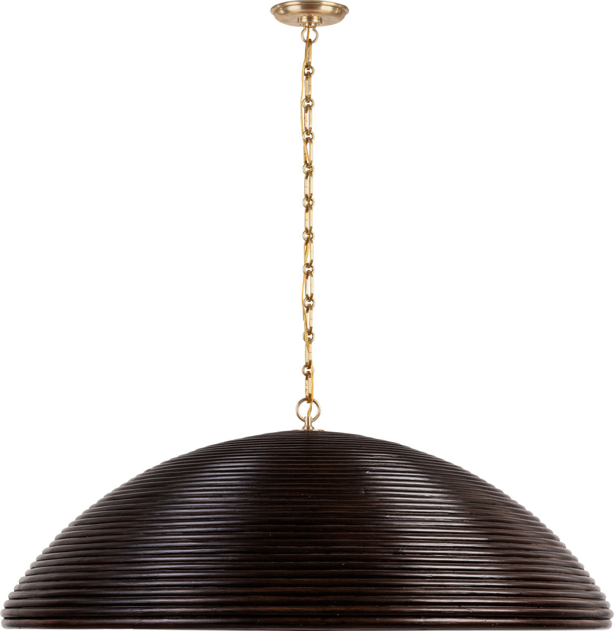 Emerson 42" Pendant | Hand-Rubbed Antique Brass | Espresso Rattan Shade