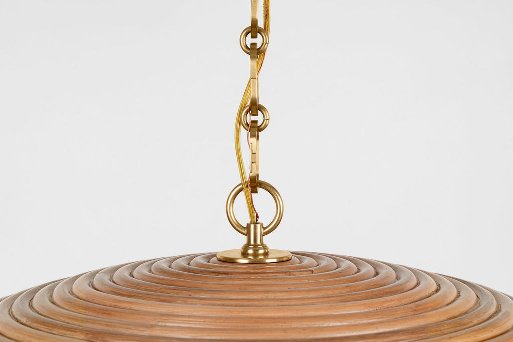 Emerson 42" Pendant | Hand-Rubbed Antique Brass | Natural Rattan Shade