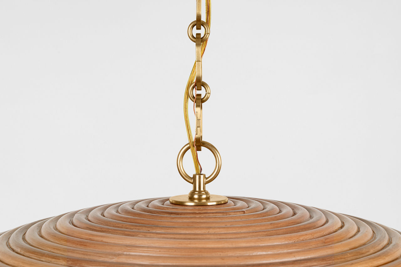 Emerson 42" Pendant | Hand-Rubbed Antique Brass | Natural Rattan Shade