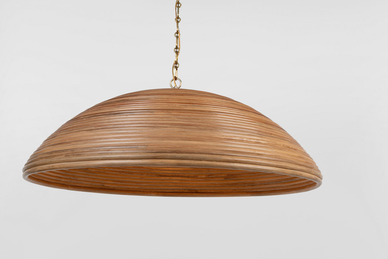 Emerson 42" Pendant | Hand-Rubbed Antique Brass | Natural Rattan Shade
