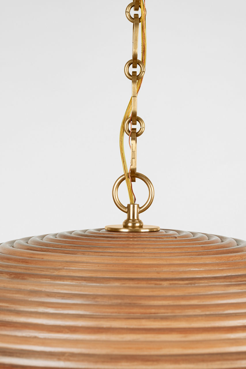 Emerson 42" Pendant | Hand-Rubbed Antique Brass | Natural Rattan Shade