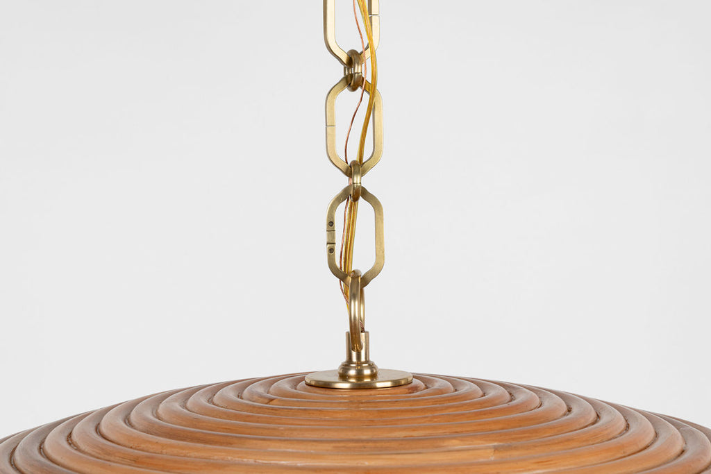Emerson 42" Pendant | Hand-Rubbed Antique Brass | Natural Rattan Shade