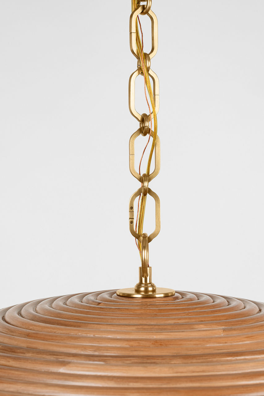 Emerson 42" Pendant | Hand-Rubbed Antique Brass | Natural Rattan Shade