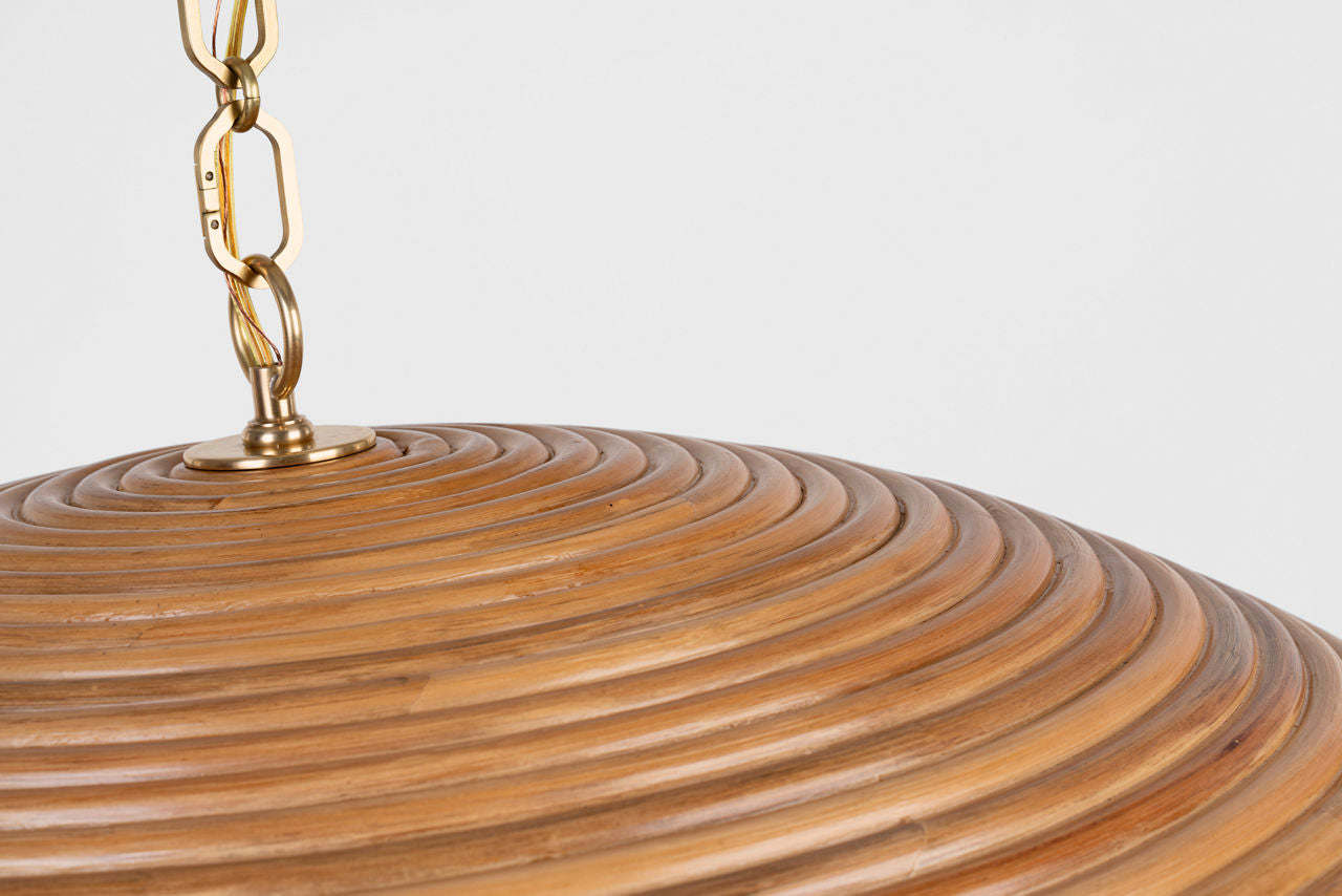 Emerson 42" Pendant | Hand-Rubbed Antique Brass | Natural Rattan Shade