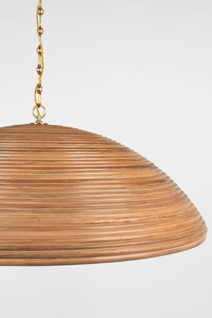 Emerson 42" Pendant | Hand-Rubbed Antique Brass | Natural Rattan Shade