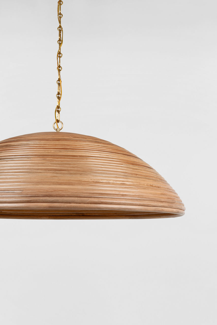 Emerson 42" Pendant | Hand-Rubbed Antique Brass | Natural Rattan Shade