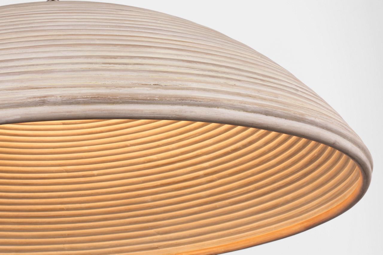 Emerson 42" Pendant | Polished Nickel | Ash Rattan Shade