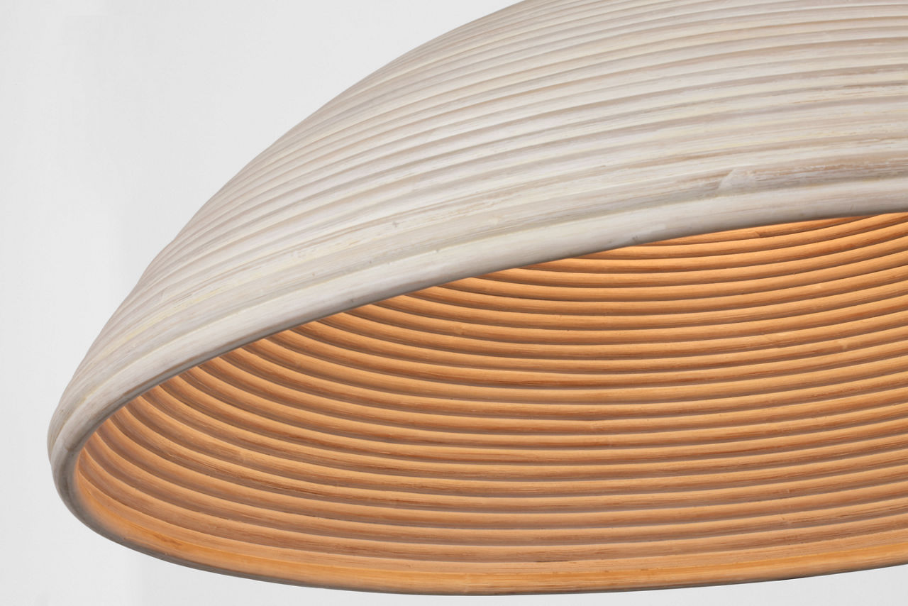 Emerson 42" Pendant | Polished Nickel | Ash Rattan Shade