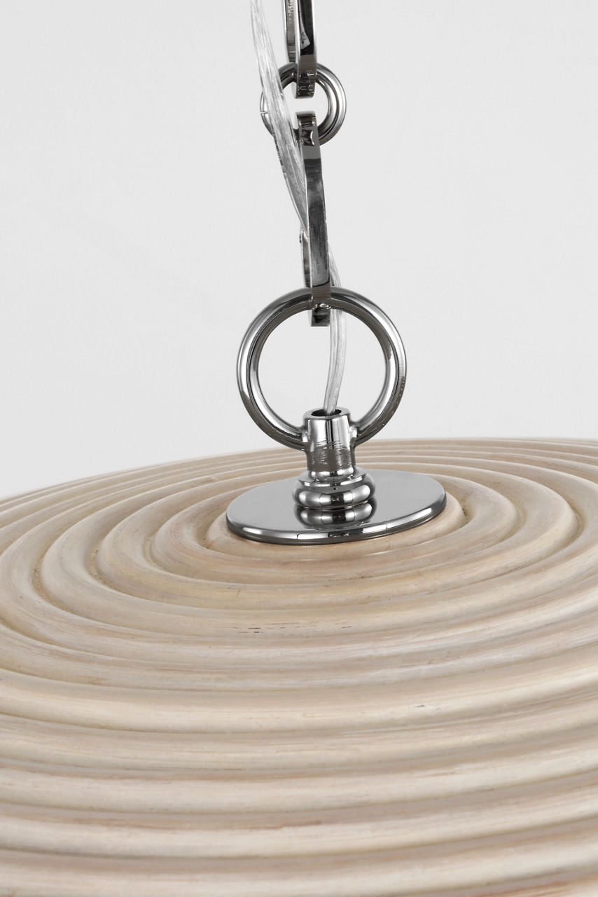 Emerson 42" Pendant | Polished Nickel | Ash Rattan Shade