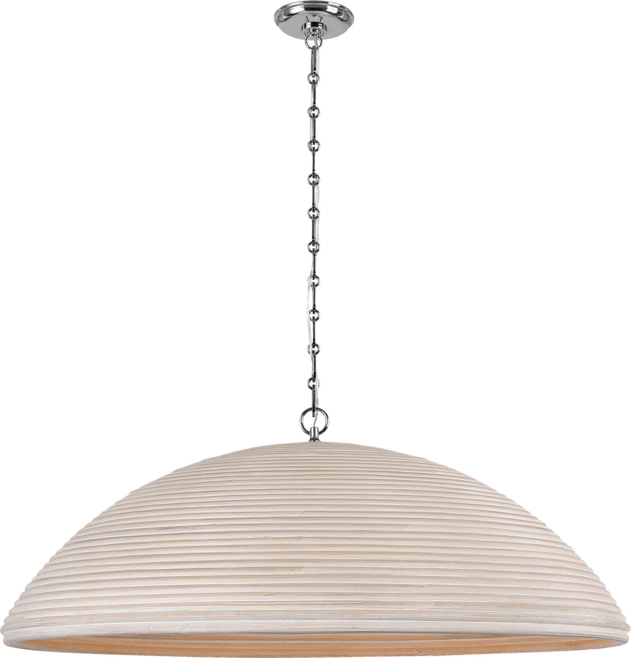 Emerson 42" Pendant | Polished Nickel | Ash Rattan Shade