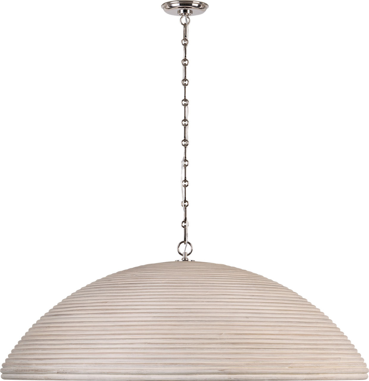 Emerson 42" Pendant | Polished Nickel | Ash Rattan Shade