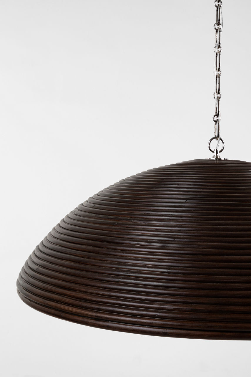 Emerson 42" Pendant | Polished Nickel | Espresso Rattan Shade