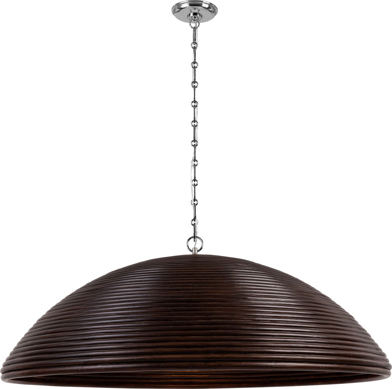 Emerson 42" Pendant | Polished Nickel | Espresso Rattan Shade