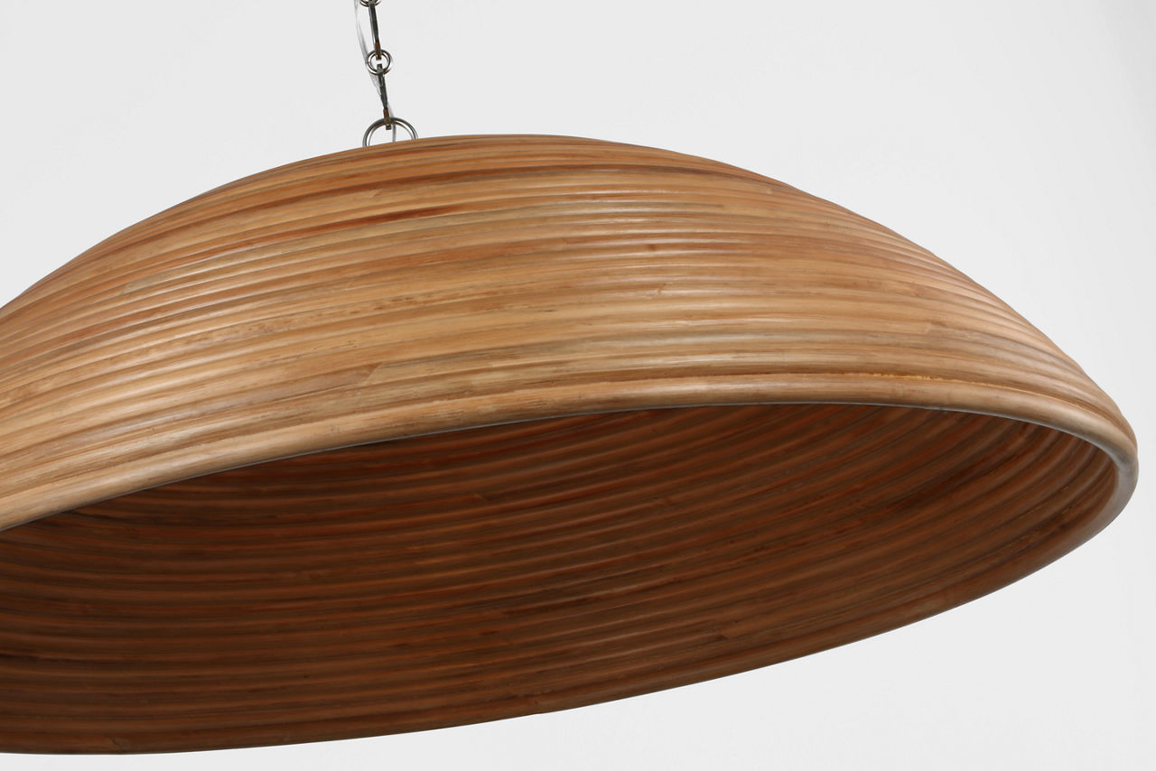 Emerson 42" Pendant | Polished Nickel | Natural Rattan Shade