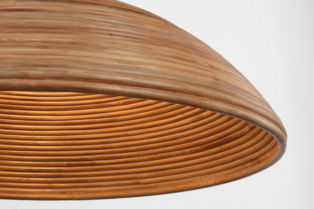 Emerson 42" Pendant | Polished Nickel | Natural Rattan Shade
