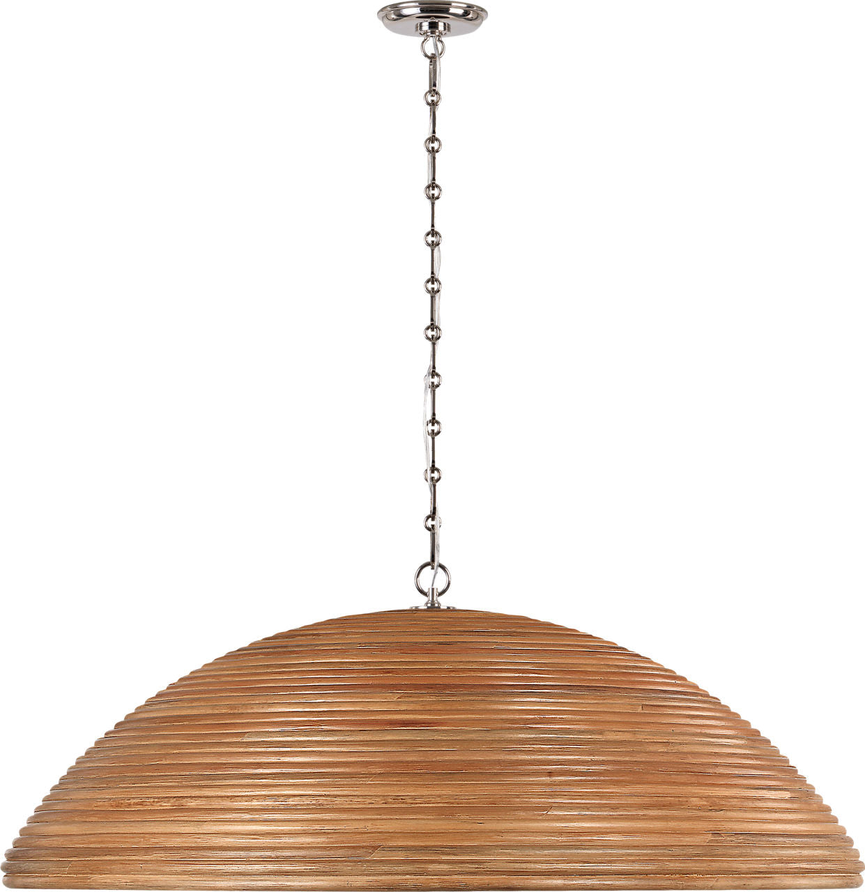 Emerson 42" Pendant | Polished Nickel | Natural Rattan Shade